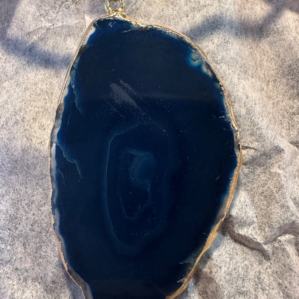 Blue Agate Slice Pendant